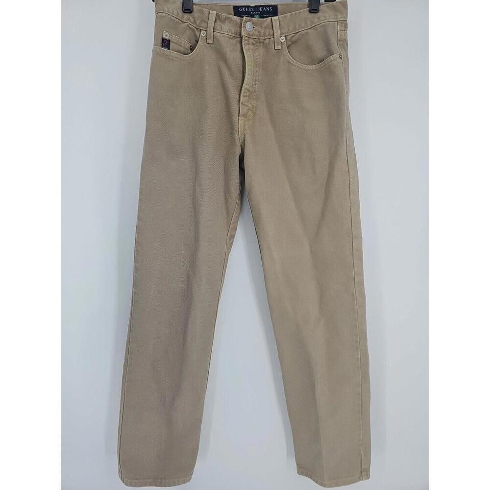 Vintage Guess Men's Jeans 31x32 Tan Triangle Classic‎ 001 Straight Leg Baggy